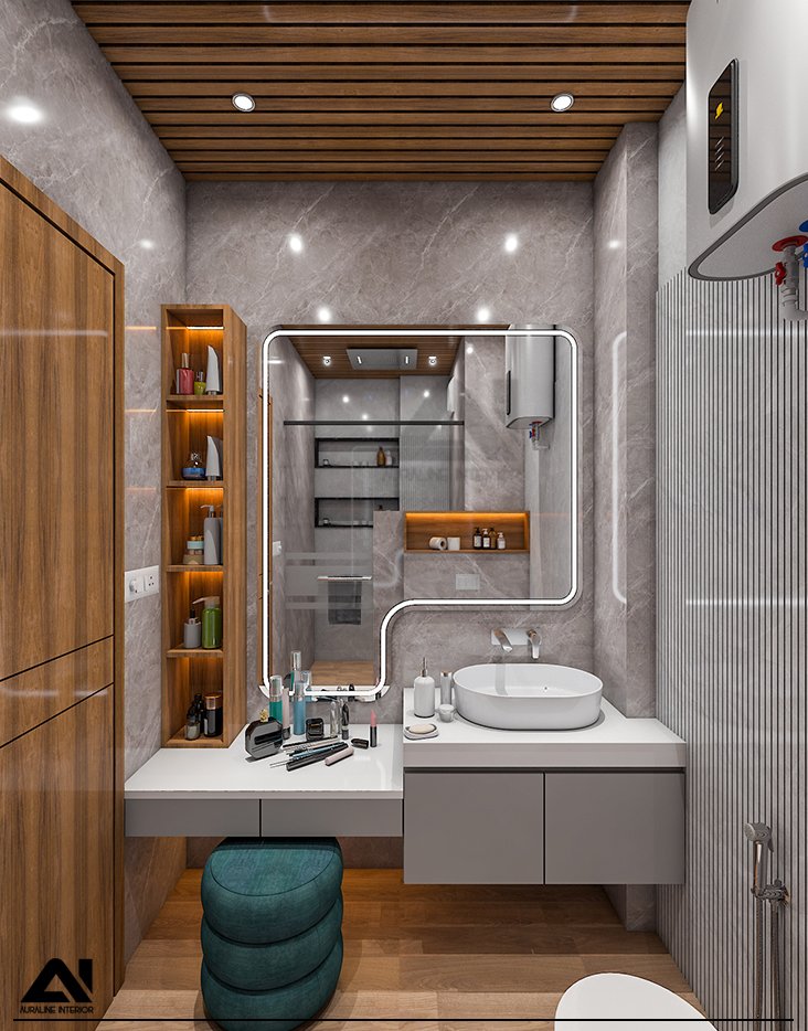Modern bathroom vanity interior design for client Mr Kaluram Kumawat