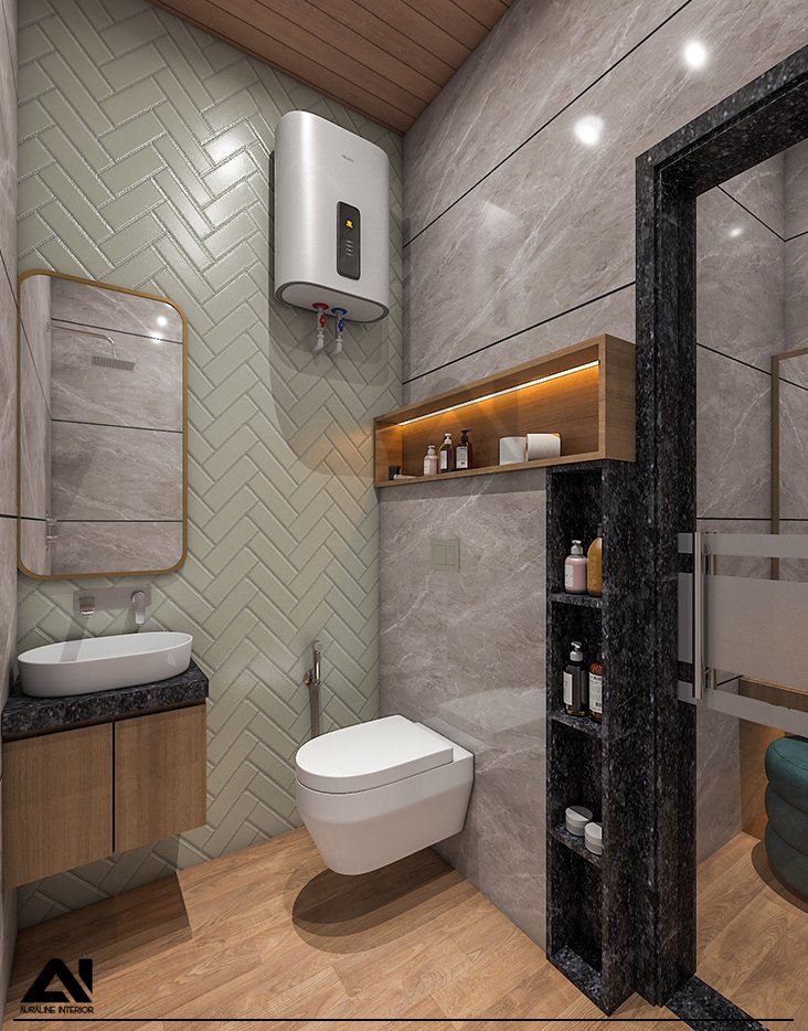 Contemporary bathroom interior design for client Mr Dinesh Bansal