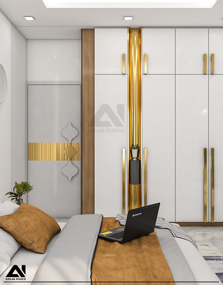 Modern bedroom interior with wardrobe design for client Mr Deepak Modi