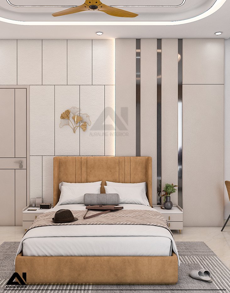 Contemporary master bedroom interior design for client Mr Deepak Modi