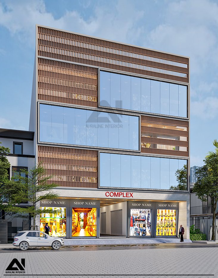 Modern commercial building exterior design for MLA Vijay Singh Chaudhary