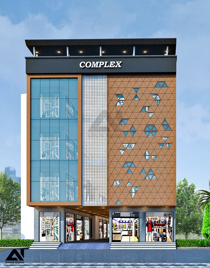 Contemporary commercial exterior architecture design for client Mr Rohit Gupta