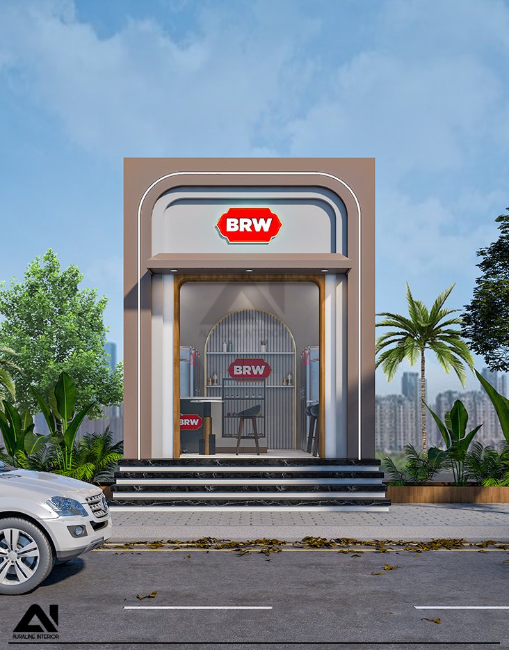 Modern commercial building facade design for brand BRW