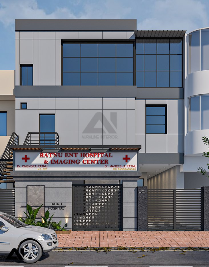 Contemporary commercial building exterior architecture for client Dr Manisha Ratnu