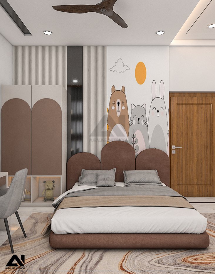 Kids room interior design with playful wall decor for client Mr Rajesh Chaudhary