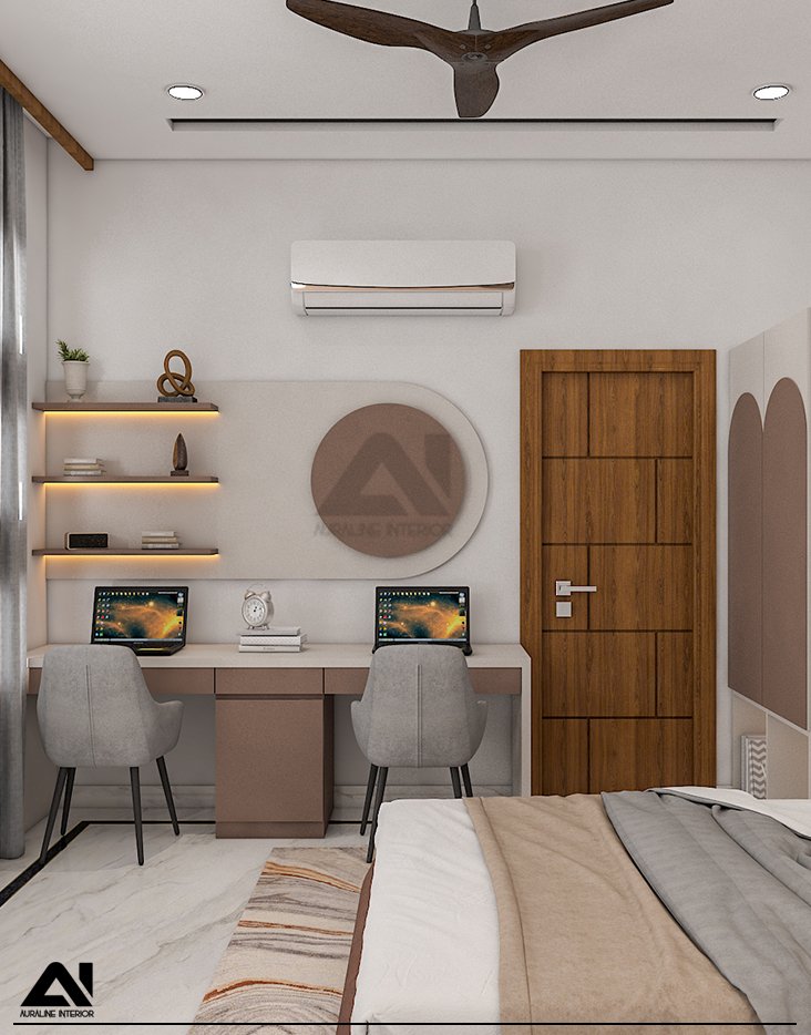 Kids bedroom interior with study area design for client Mr Rajesh Chaudhary