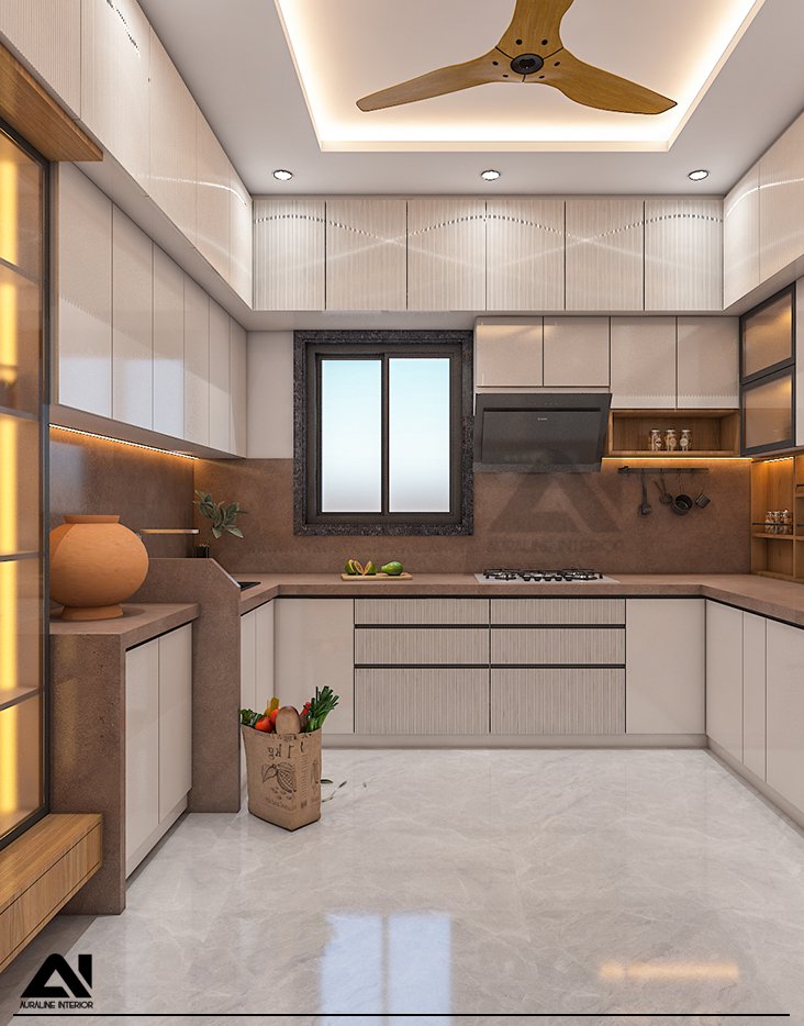 Contemporary kitchen interior with modern cabinets for client Mrs Himani Sony