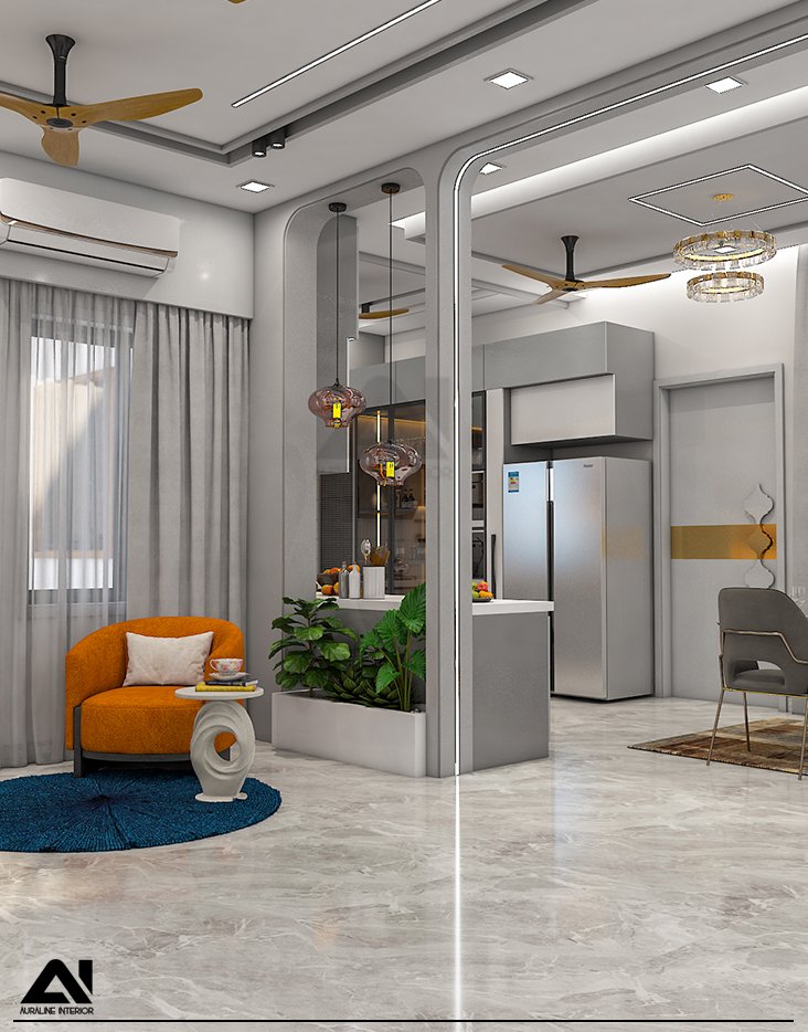 Modern living area interior design for client Mr Deepak Modi