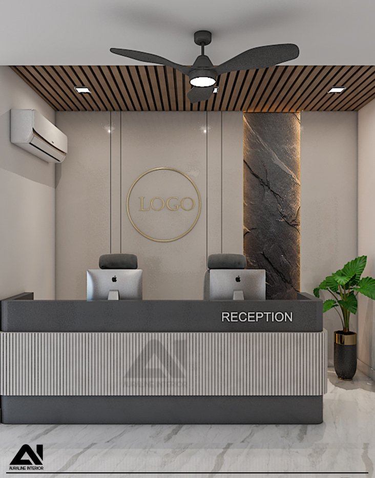 Contemporary office reception interior design for client Dr Manisha Ratnu