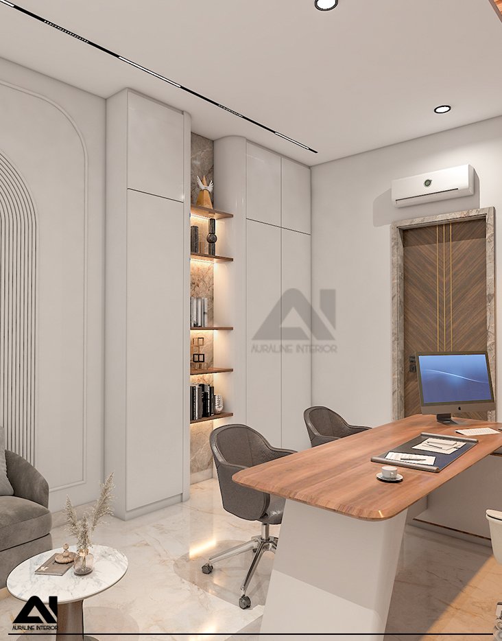 Contemporary office workspace interior design for client Mr Aditya
