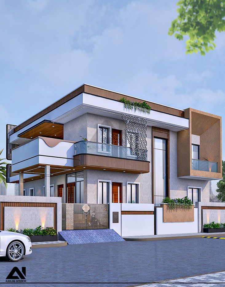 Contemporary residential house exterior design for client Mr Radheshyam Saini
